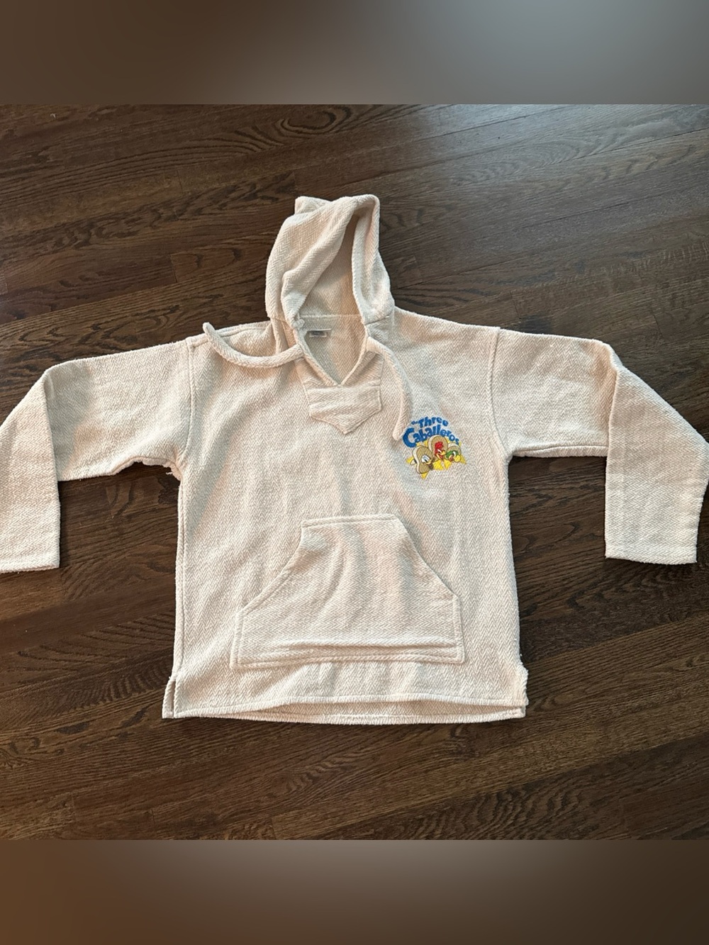 Vintage Disney The Three Caballeros Cream/White Poncho Hoodie Unisex Large